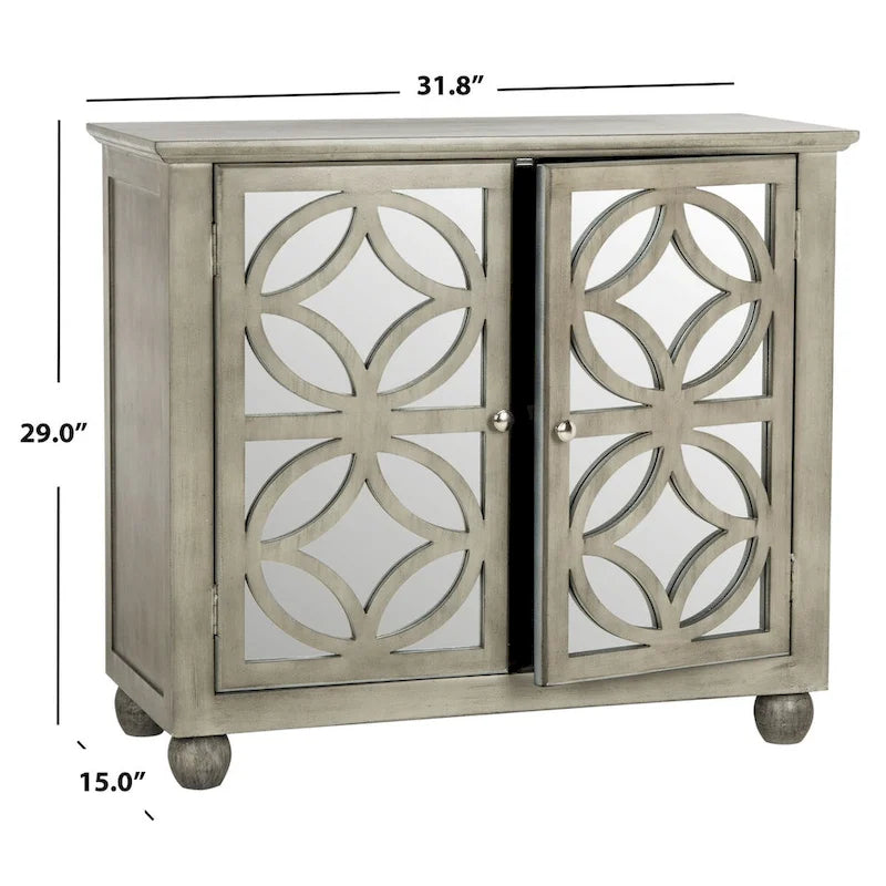 Baúl de almacenamiento con puertas de armario espejadas - 32" W x 15" D x 29" H