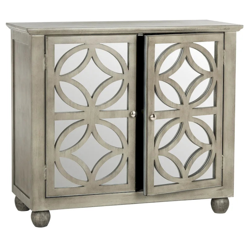 Baúl de almacenamiento con puertas de armario espejadas - 32" W x 15" D x 29" H
