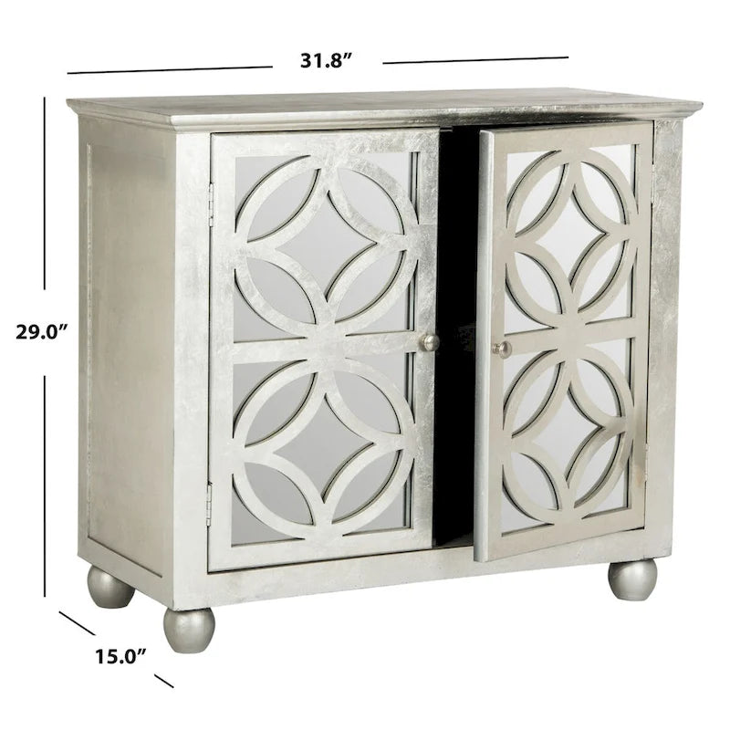 Baúl de almacenamiento con puertas de armario espejadas - 32" W x 15" D x 29" H