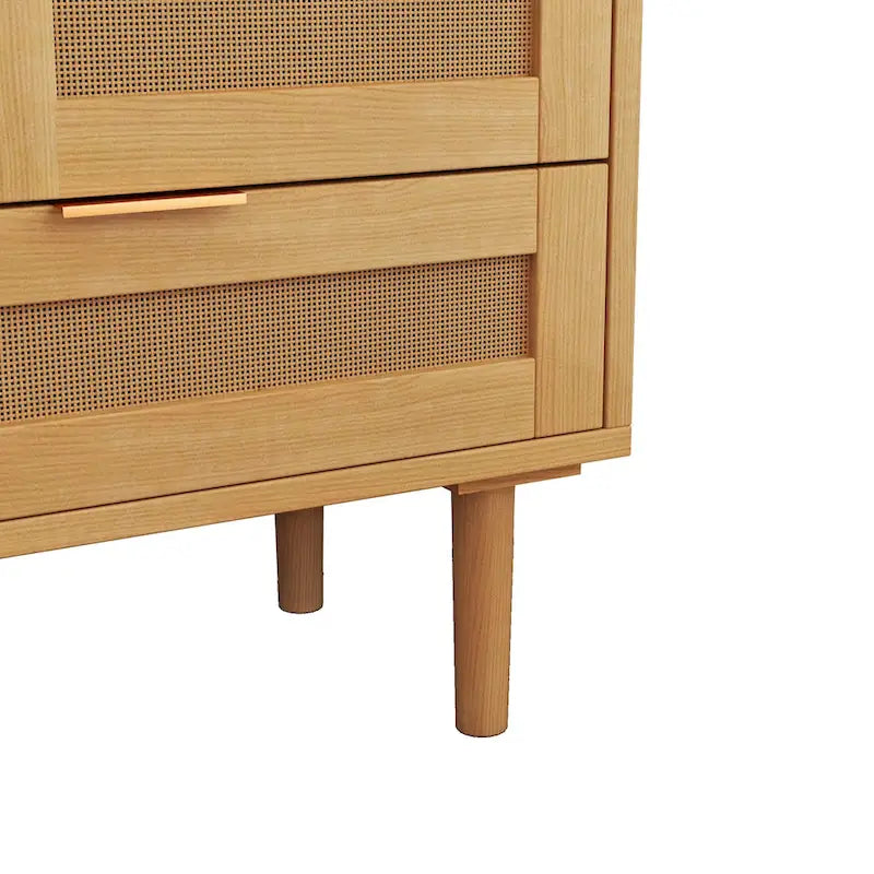 Mobile contenitore con anta scorrevole stile fienile e dettagli in rattan