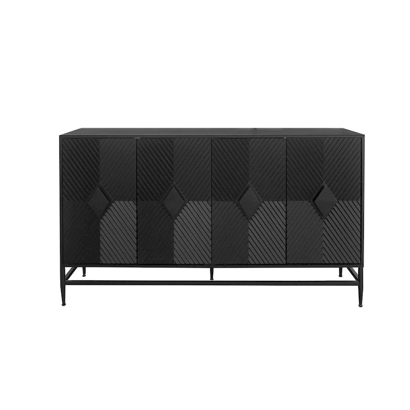 Sideboard mit 4 Türen, geriffelten Türen und verstellbaren Regalböden