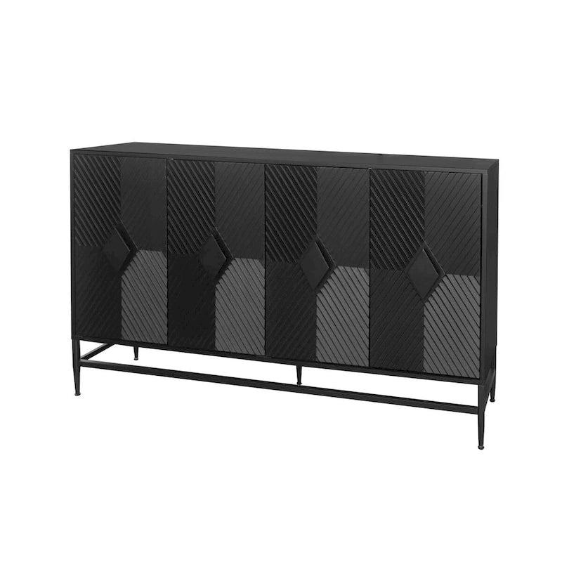 Sideboard mit 4 Türen, geriffelten Türen und verstellbaren Regalböden