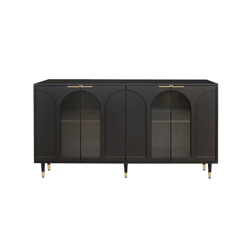 Sideboard mit 4 Türen, geriffelten Türen und verstellbaren Regalböden