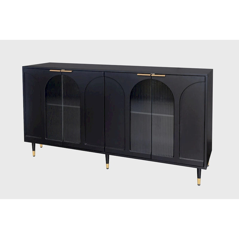 Sideboard mit 4 Türen, geriffelten Türen und verstellbaren Regalböden