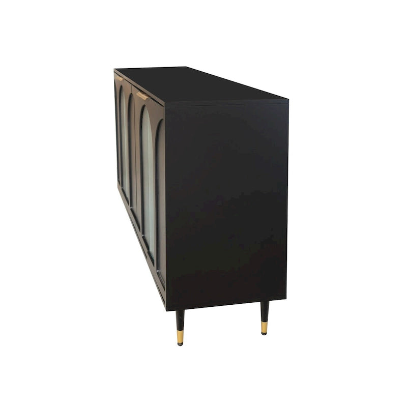 Sideboard mit 4 Türen, geriffelten Türen und verstellbaren Regalböden