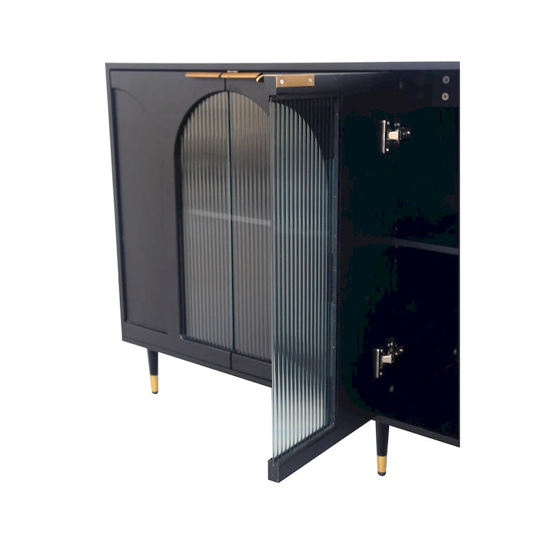 Sideboard mit 4 Türen, geriffelten Türen und verstellbaren Regalböden