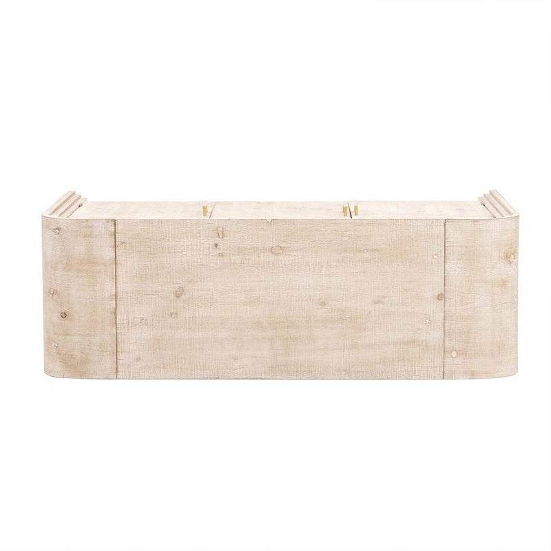 Credenza in impiallacciatura di legno curvato con maniglie dorate e ripiani regolabili