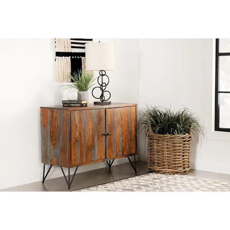 Two-Door Accent Cabinet in Grey and Gunmetal