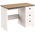 Bureau traditionnel pour bureau à domicile avec 3 tiroirs, finition blanche et bois