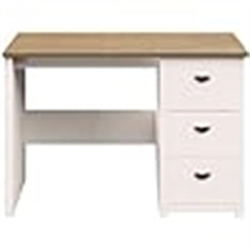 Traditional Home Office Desk with 3 Drawers, White and Wood Finish