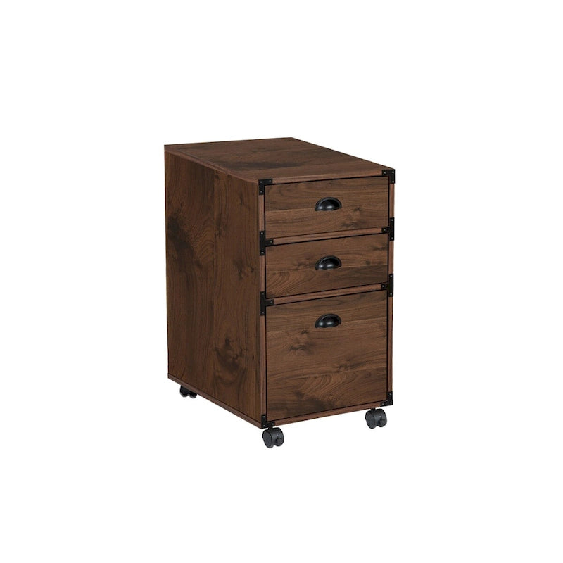 Walnut 3-Drawer Mobile File Cabinet