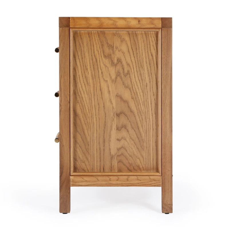 Commode à 3 tiroirs en cannage et chêne massif