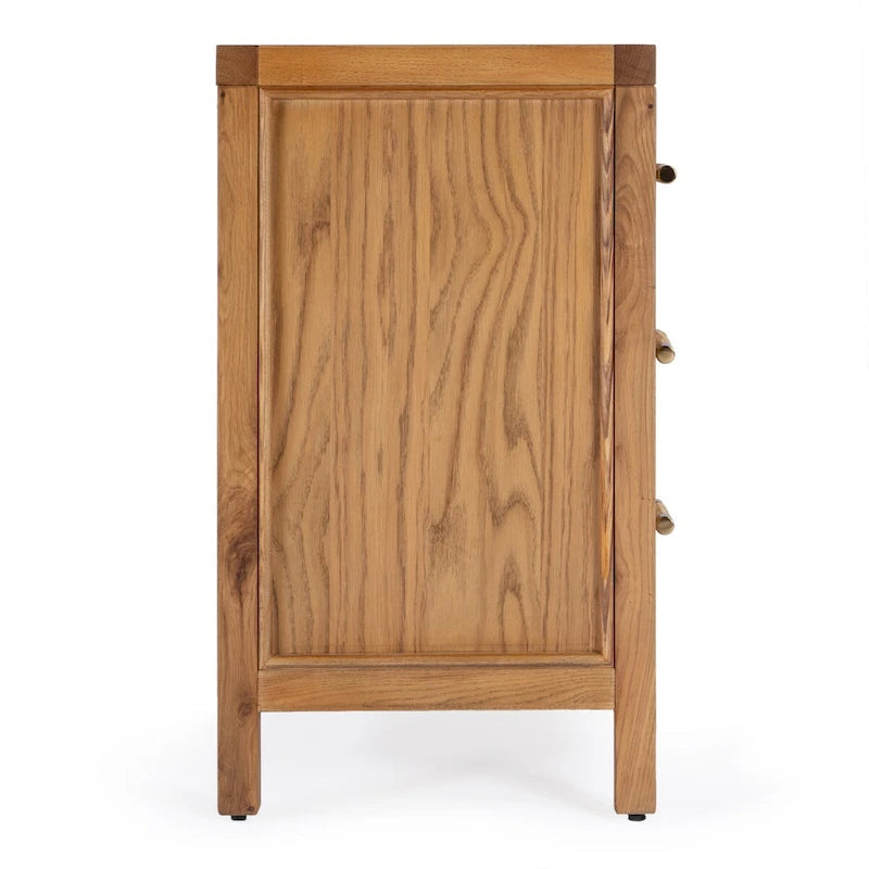 Commode à 3 tiroirs en cannage et chêne massif