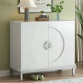 Wood Veneer Storage Cabinet with Adjustable Shelves and Metal Legs