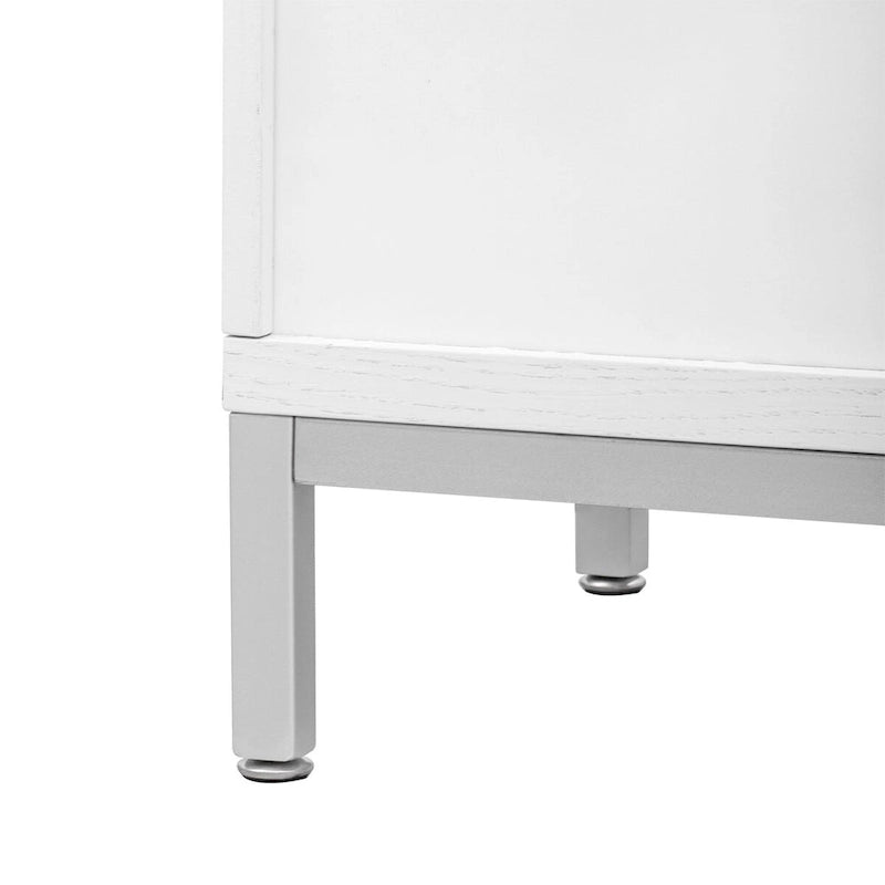 Wood Veneer Storage Cabinet with Adjustable Shelves and Metal Legs