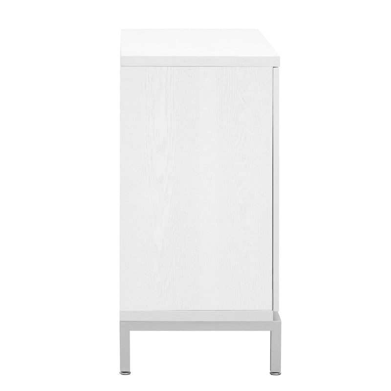 Wood Veneer Storage Cabinet with Adjustable Shelves and Metal Legs