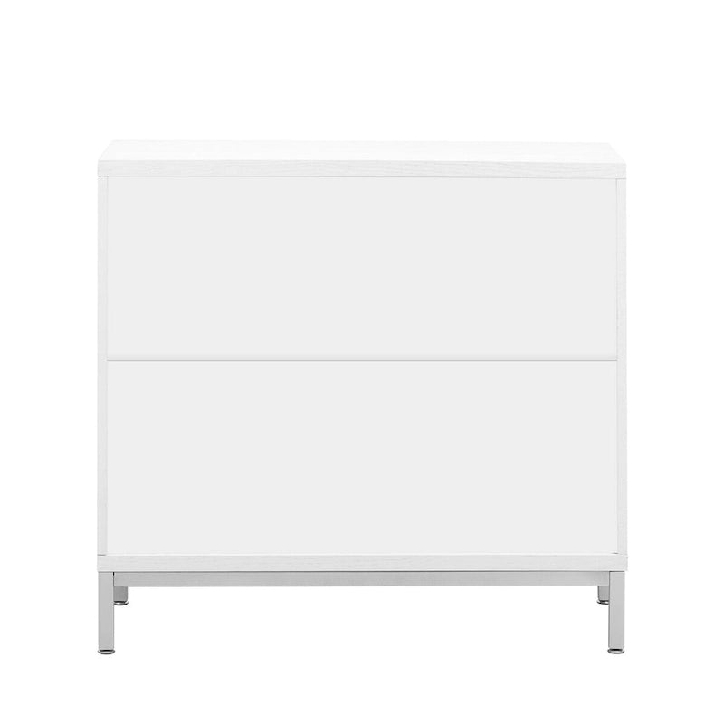 Wood Veneer Storage Cabinet with Adjustable Shelves and Metal Legs