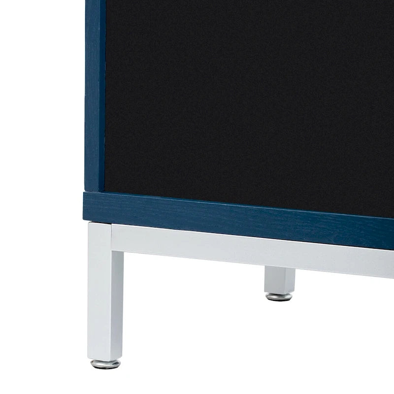 Wood Veneer Storage Cabinet with Adjustable Shelves and Metal Legs