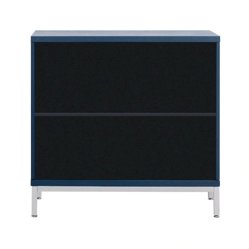 Wood Veneer Storage Cabinet with Adjustable Shelves and Metal Legs