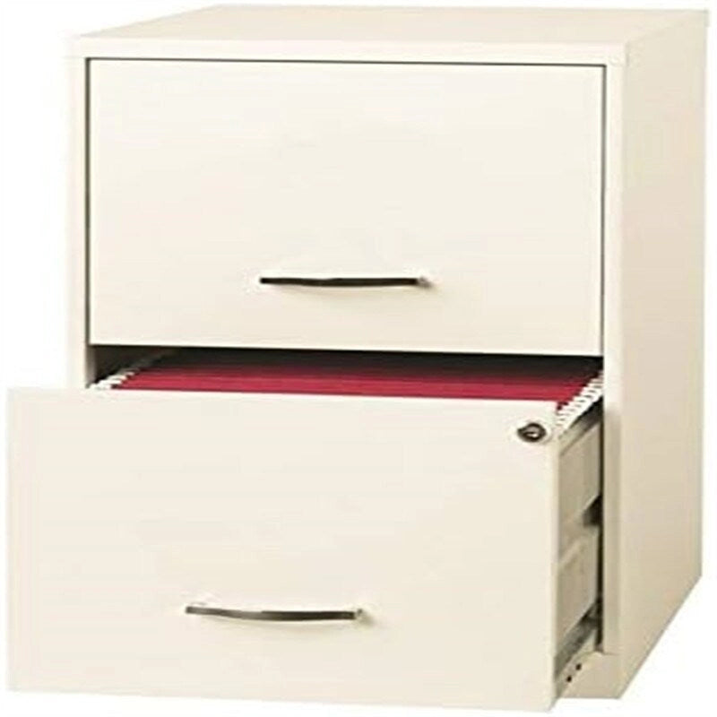 Archivador metálico de 2 cajones para archivos tamaño carta, blanco perlado