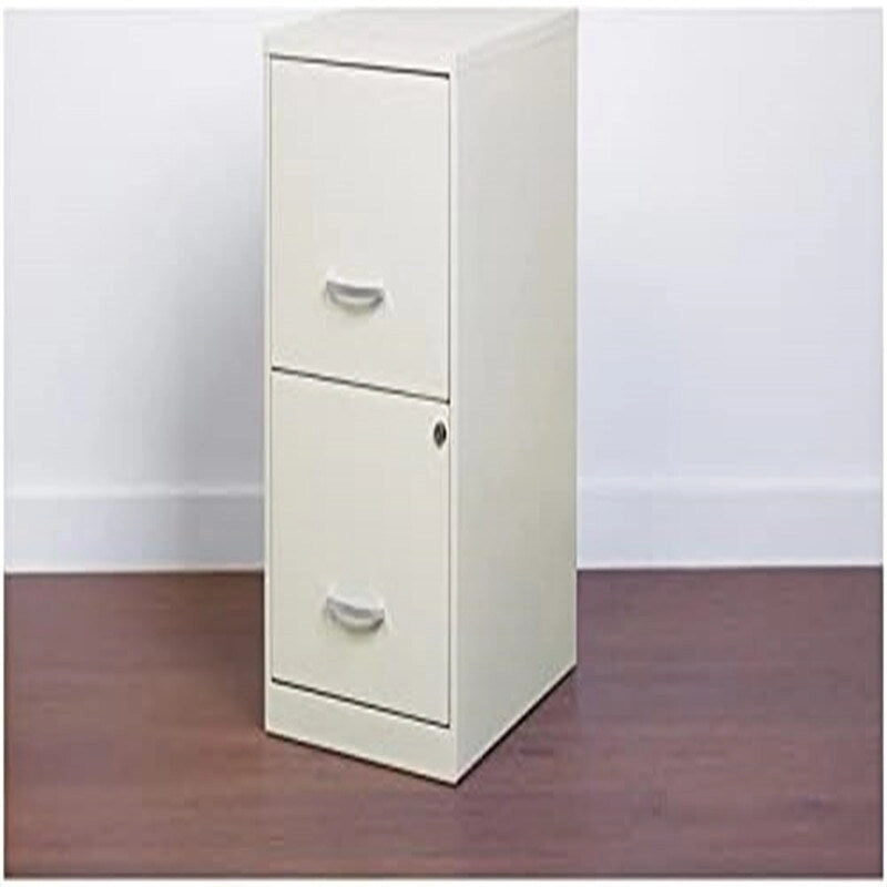 Archivador metálico de 2 cajones para archivos tamaño carta, blanco perlado