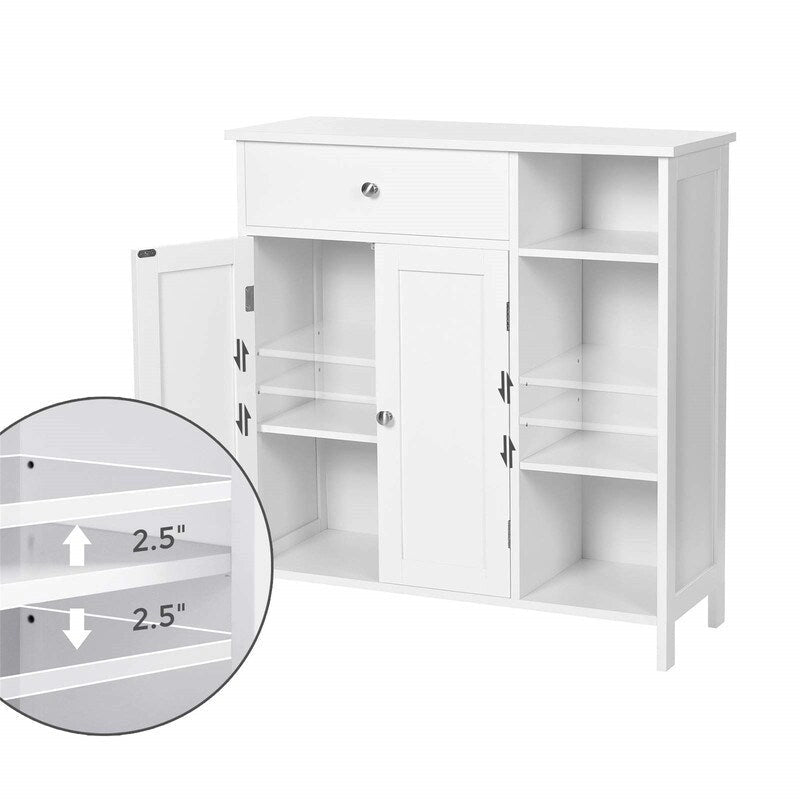 Biała łazienkowa szafka do przechowywania z regulowaną półką - 11.8D x 29.5W x 31.5H