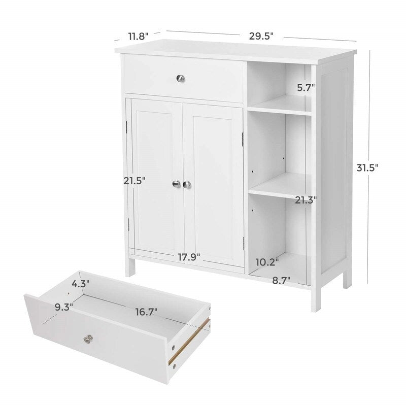 Biała łazienkowa szafka do przechowywania z regulowaną półką - 11.8D x 29.5W x 31.5H
