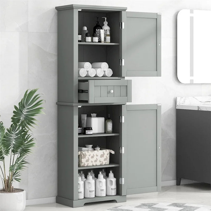 Hoher freistehender Badezimmerschrank mit Schublade