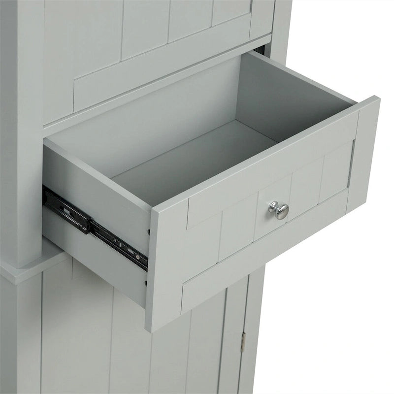 Hoher freistehender Badezimmerschrank mit Schublade