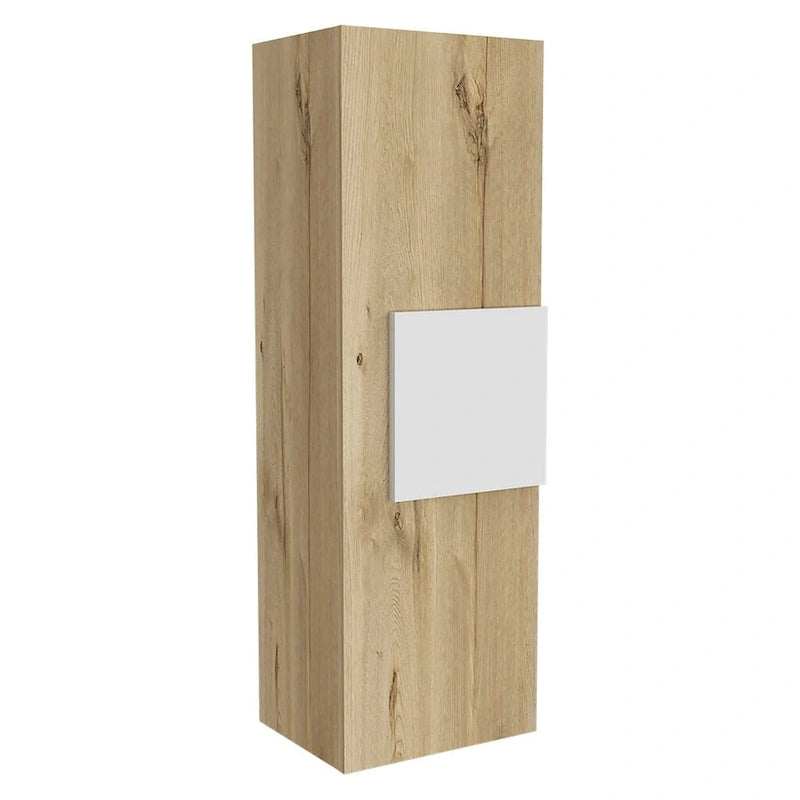 Armario de medicamentos de una puerta con tres estantes, blanco / roble claro