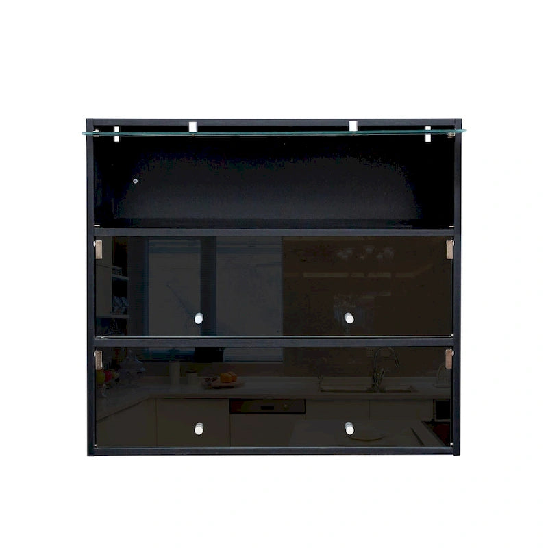 Schuhschrank mit schwarzer Glastür und RGB-LED-Beleuchtung