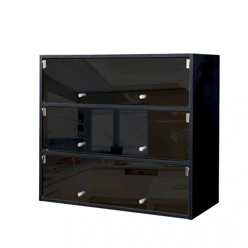 Schuhschrank mit schwarzer Glastür und RGB-LED-Beleuchtung