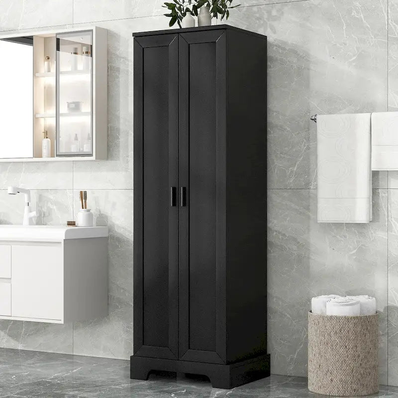 Armario de almacenamiento de dos puertas con estantes ajustables para baño u oficina
